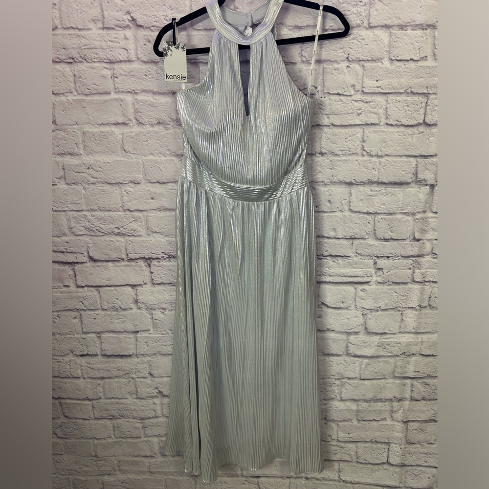 1193.  Kensie Metallic Silver Maxi Dress